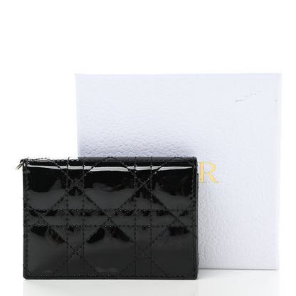 Christian Dior Patent Cannage Small Lady Dior Flap Card Holder Black 8 of 8