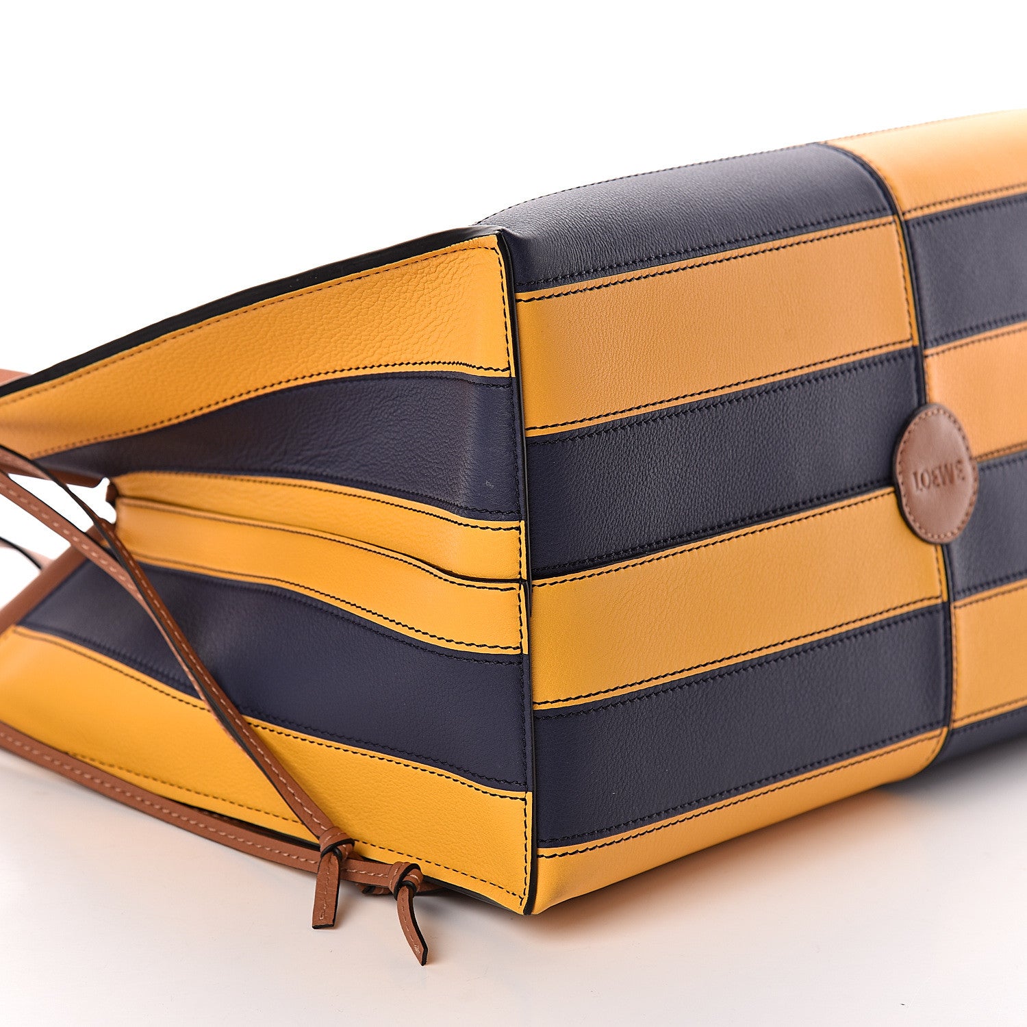 Loewe Calfskin Cushion Stripe Tote Navy Yellow 8 of 9