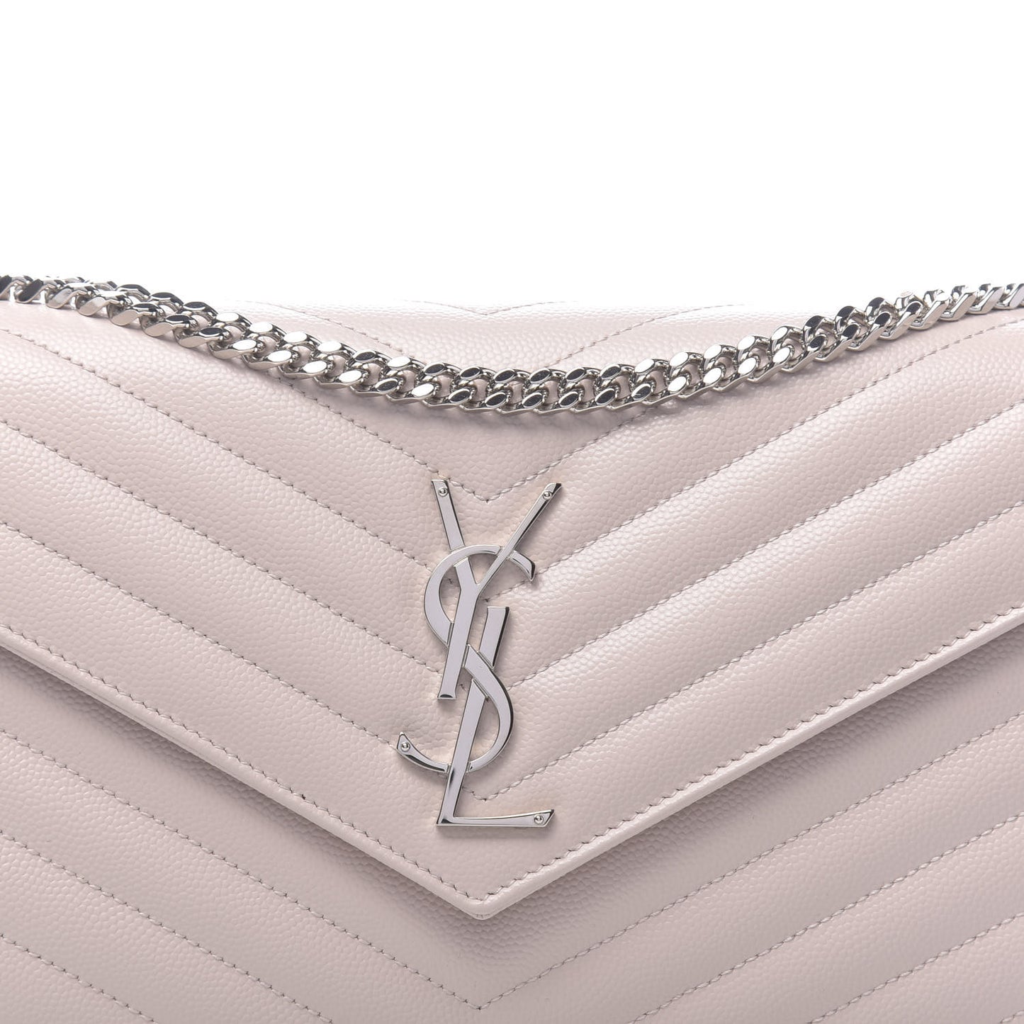 Grain De Poudre Matelasse Chevron Monogram Chain Wallet Nude Powder