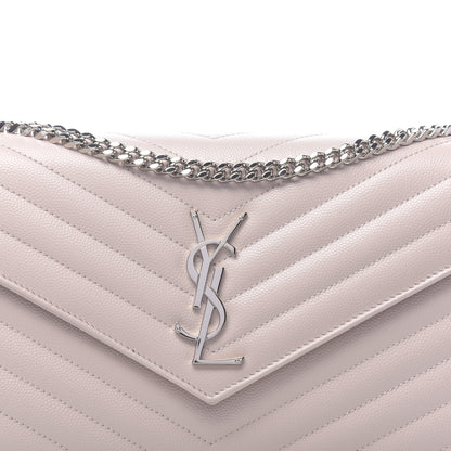 Saint Laurent Grain De Poudre Matelasse Chevron Monogram Chain Wallet Nude Powder 9 of 10