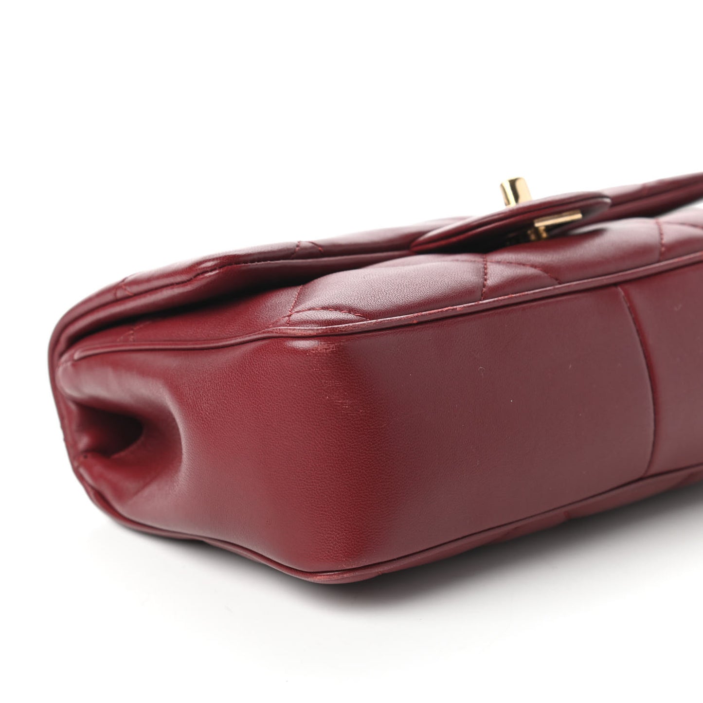 Lambskin Quilted Small Easy Carry Flap Burgundy