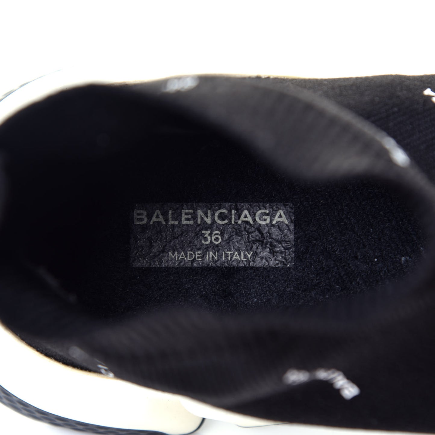 Neoprene Knit Allover Logo Bi-Color Sole Womens Speed Sneakers 36 Black White