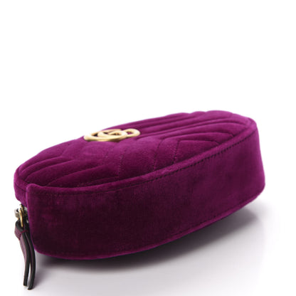Gucci Velvet Matelasse GG Marmont Belt Bag 85 34 Fuchsia Violet Cyclamen 4 of 11