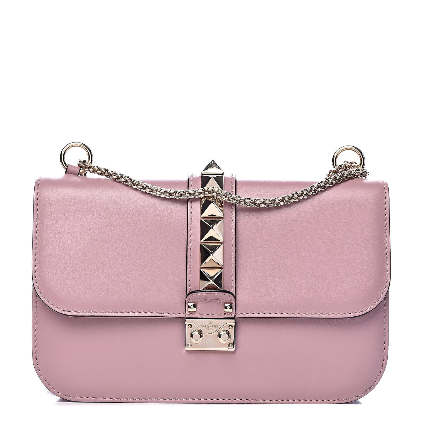 Vitello Medium Glam Lock Rockstud Flap Water Rose