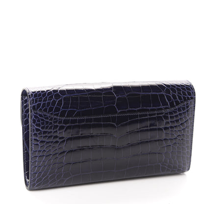 Hermes Shiny Alligator Constance Long Wallet Bleu Encre 3 of 7