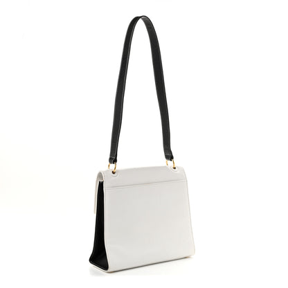Chanel Calfskin Flap Shoulder Bag White Black 3 of 12
