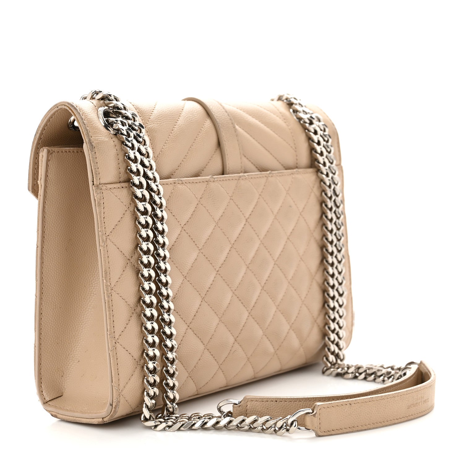 Saint Laurent Grain De Poudre Textured Mixed Matelasse Medium Triquilt Monogram Satchel Dark Beige 3 of 15