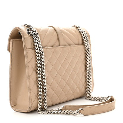 Saint Laurent Grain De Poudre Textured Mixed Matelasse Medium Triquilt Monogram Satchel Dark Beige 3 of 15