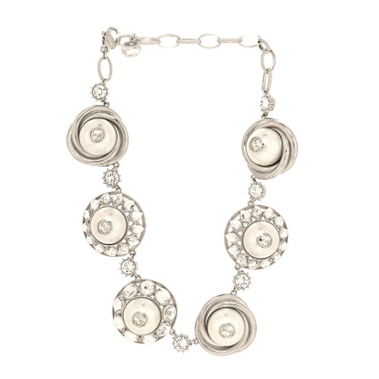 Gucci Pearl Strass Resin Embellished Double G Necklace Silver 3 of 5