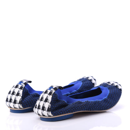 Chanel Tweed CC Elastic Cap Toe Ballerina Flats 40 Blue 4 of 10