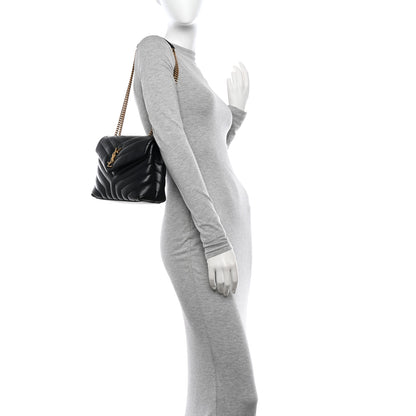Saint Laurent Calfskin Y Quilted Monogram Small Loulou Chain Satchel Black 2 of 13