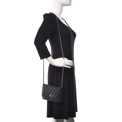 Chanel Lambskin Quilted Wallet On Chain WOC Black 2 of 13