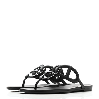 Hermes Rubber Womens Egerie Sandals 37 Black 3 of 8