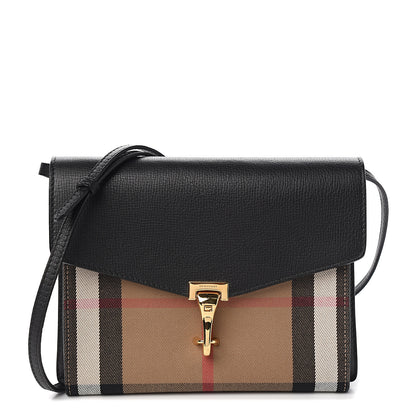 Burberry Derby Calfskin House Check Small Macken Crossbody Bag Black 1 of 11
