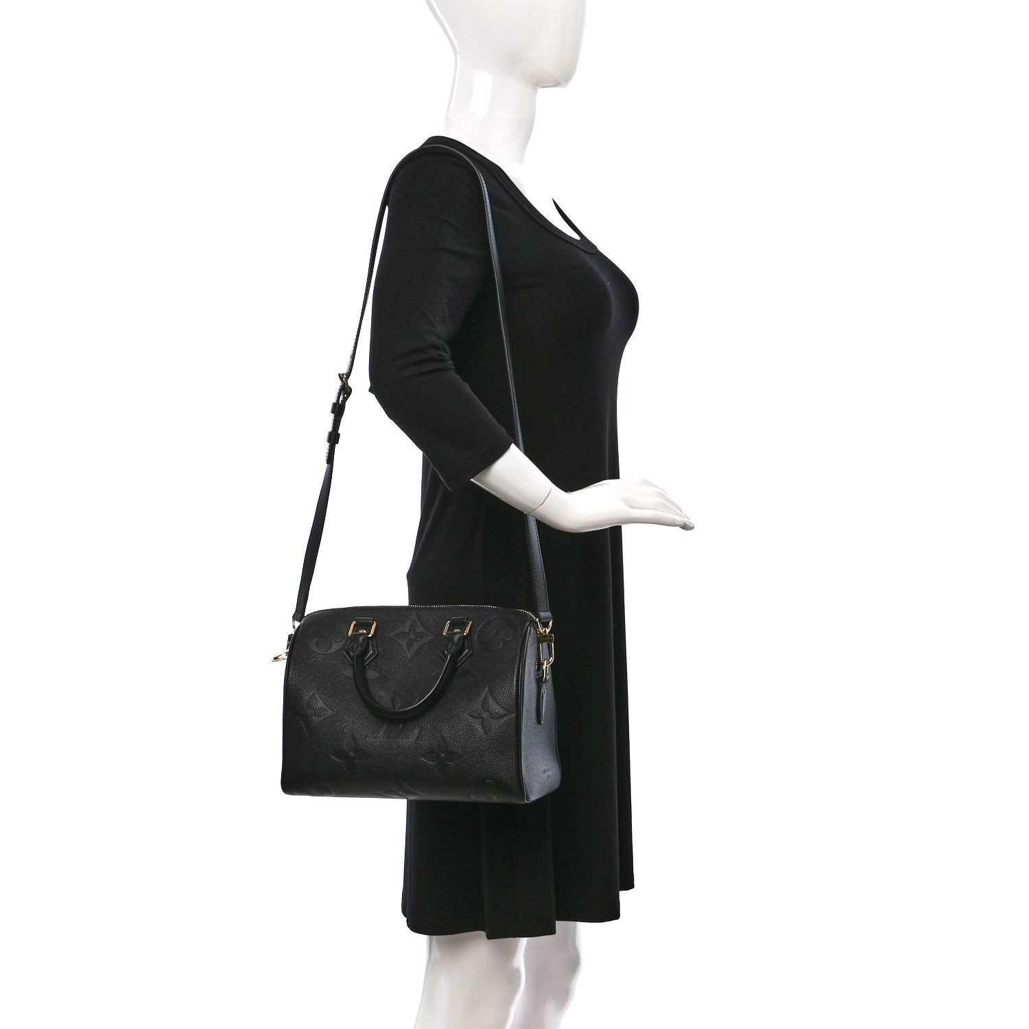 Louis Vuitton Empreinte Monogram Giant Speedy Bandouliere 25 Black 3 of 8