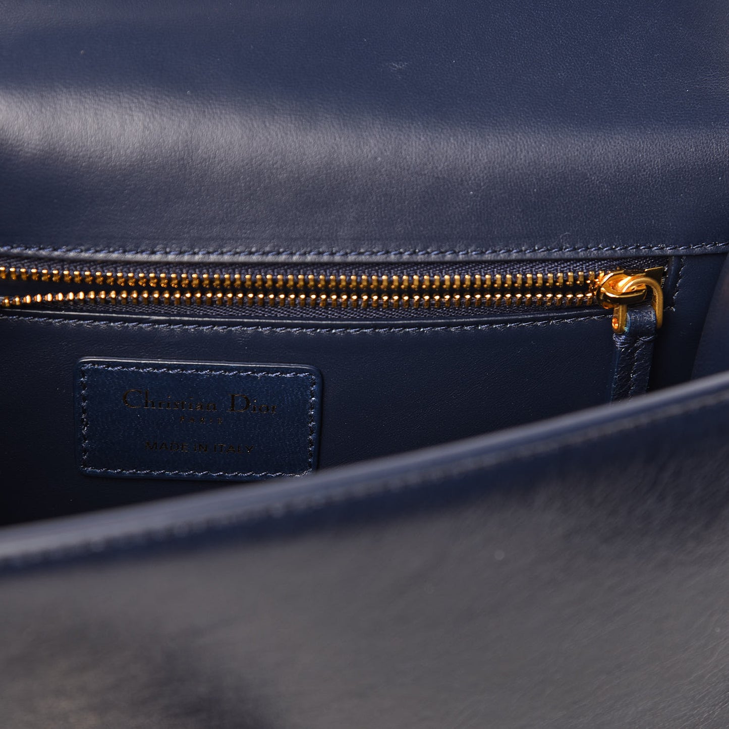 Shiny Crinkled Lambskin 30 Montaigne Flap Bag Indigo