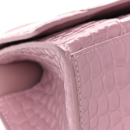 Balenciaga Shiny Calfskin Crocodile Embossed Small Hourglass Top Handle Bag Powder Pink 9 of 16