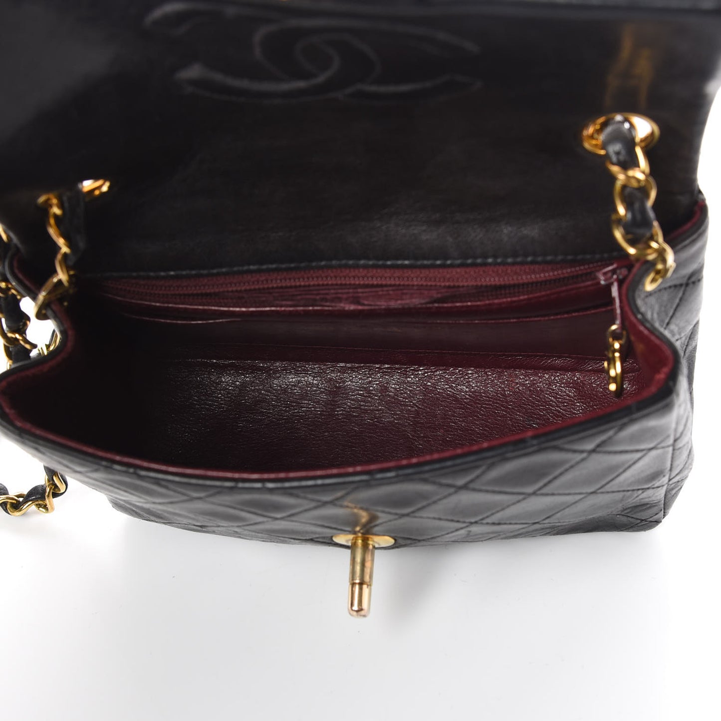 Lambskin Quilted Mini Square Flap Black