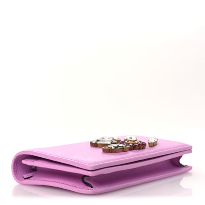 Gucci Calfskin Marquise Crystals Mini GG Chain Wallet Malva 4 of 9