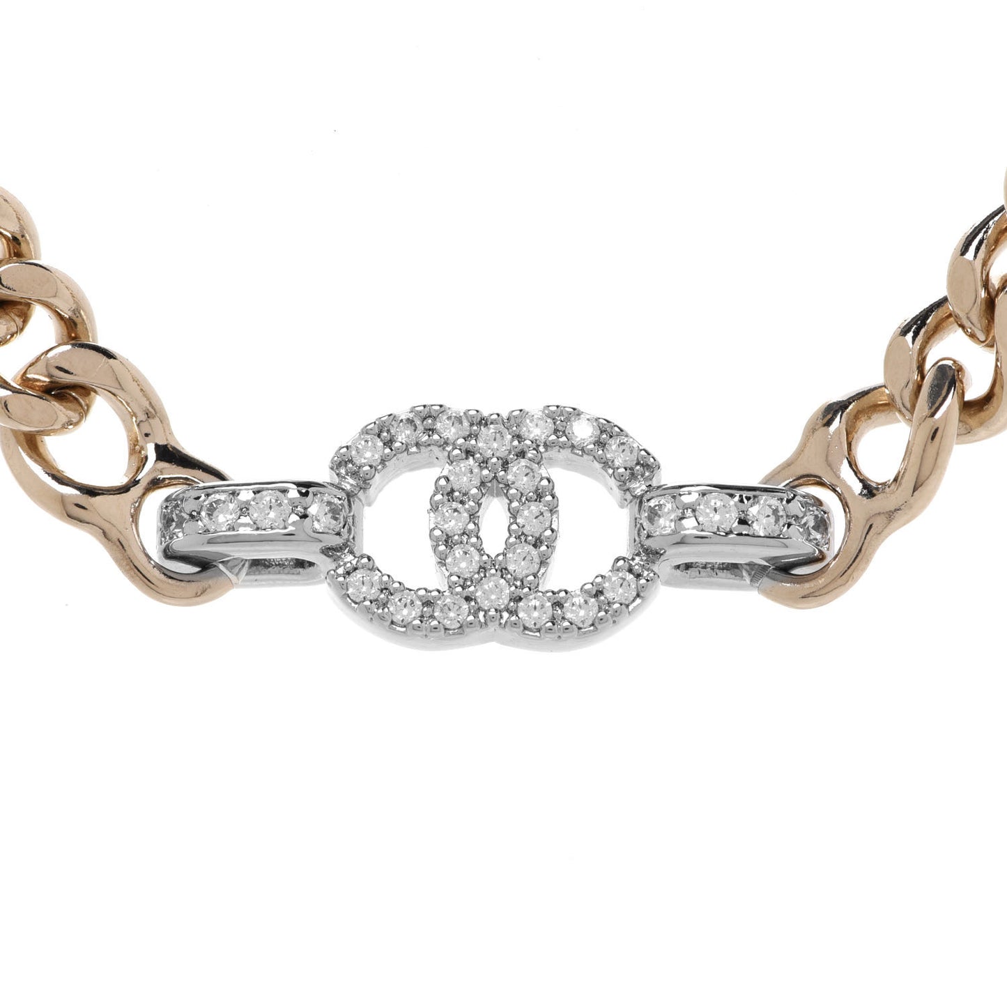 Crystal Chain CC Link Choker Gold Silver