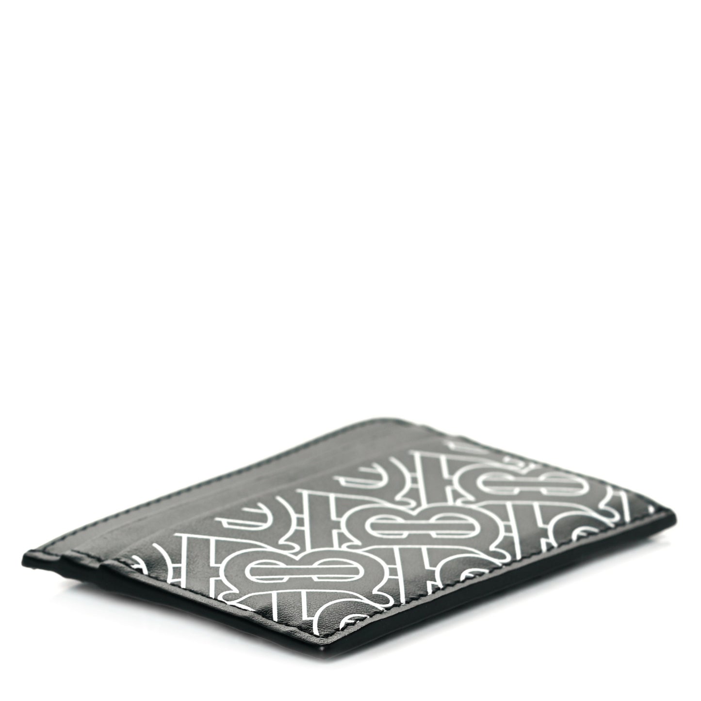 Calfskin Embossed Monogram Card Case Black White