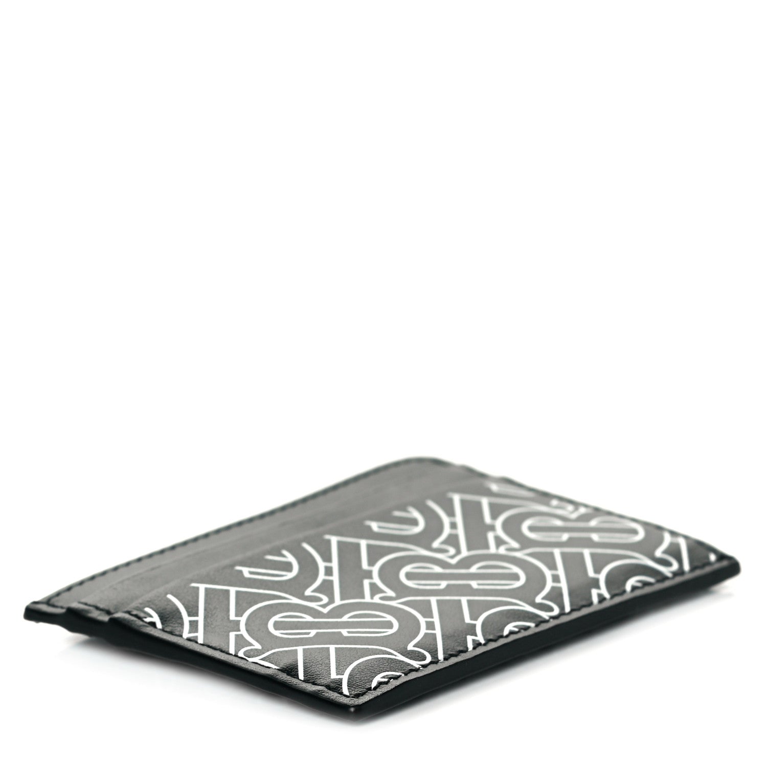 Burberry Calfskin Embossed Monogram Card Case Black White 4 of 7