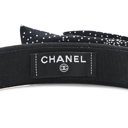 Chanel Silk Bow CC Headband Black White 6 of 7