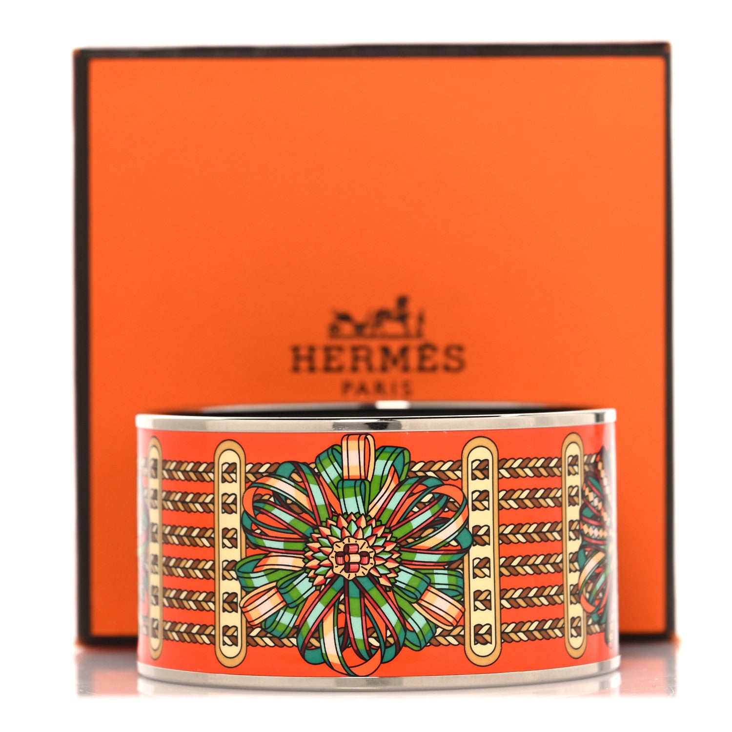 Hermes Enamel Printed Rubans de Cheval Extra Wide Bracelet 65 6 of 6