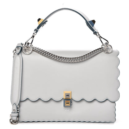 Fendi Vitello Liberty Scalloped Studded Kan I Shoulder Bag Grigio Perla 1 of 11