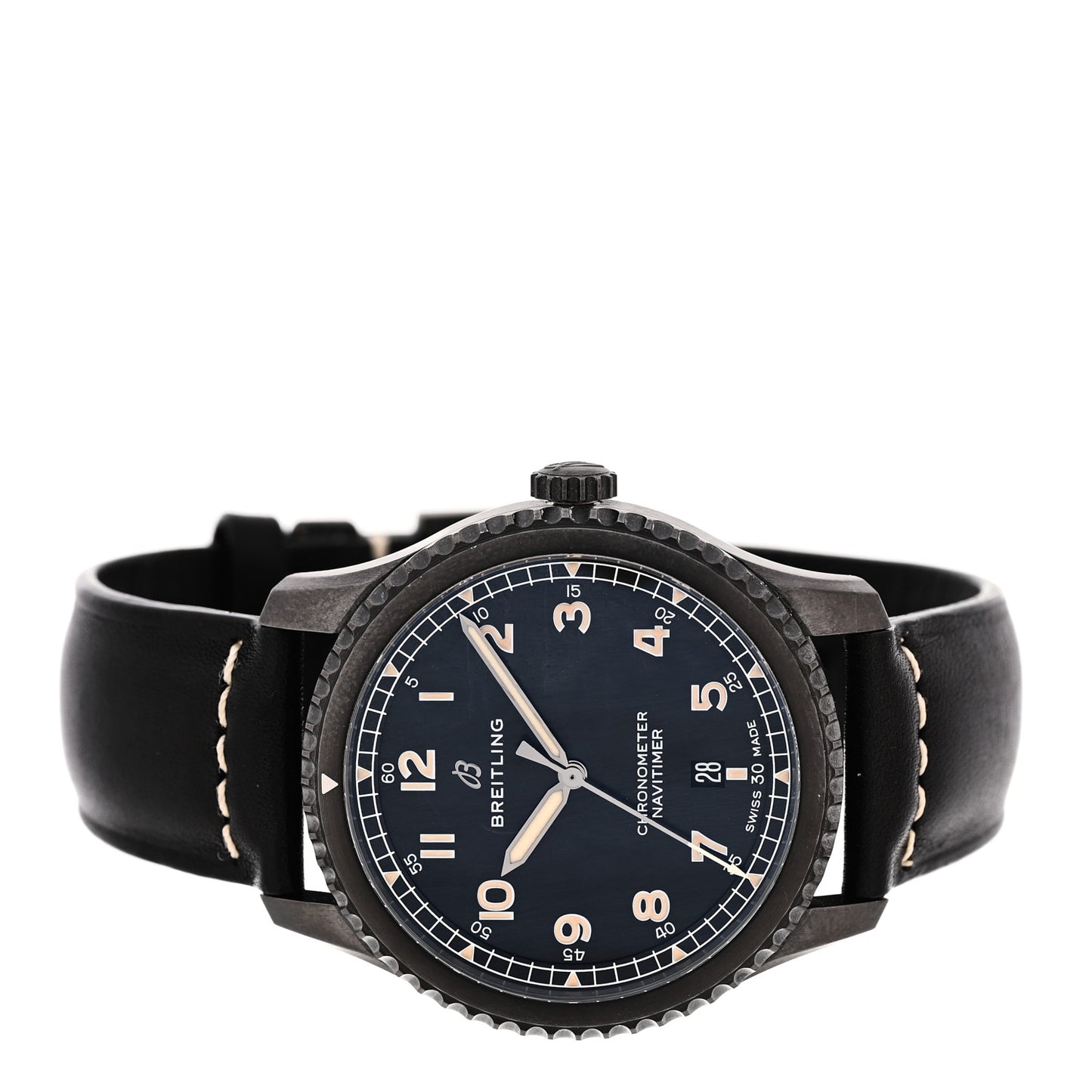 PVD Stainless Steel Calfskin 41mm Navitimer 8 Automatic Watch Black M17314