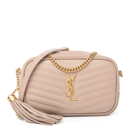 Saint Laurent Grain De Poudre Matelasse Monogram Mini Lou Camera Bag Dark Beige 1 of 9