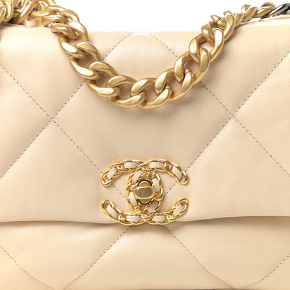 Chanel Goatskin Quilted Medium Chanel 19 Flap Beige 10 of 11