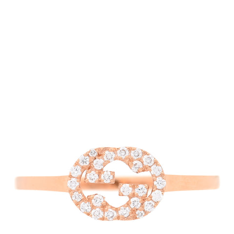 18K Rose Gold Diamond Interlocking G Ring 52 6