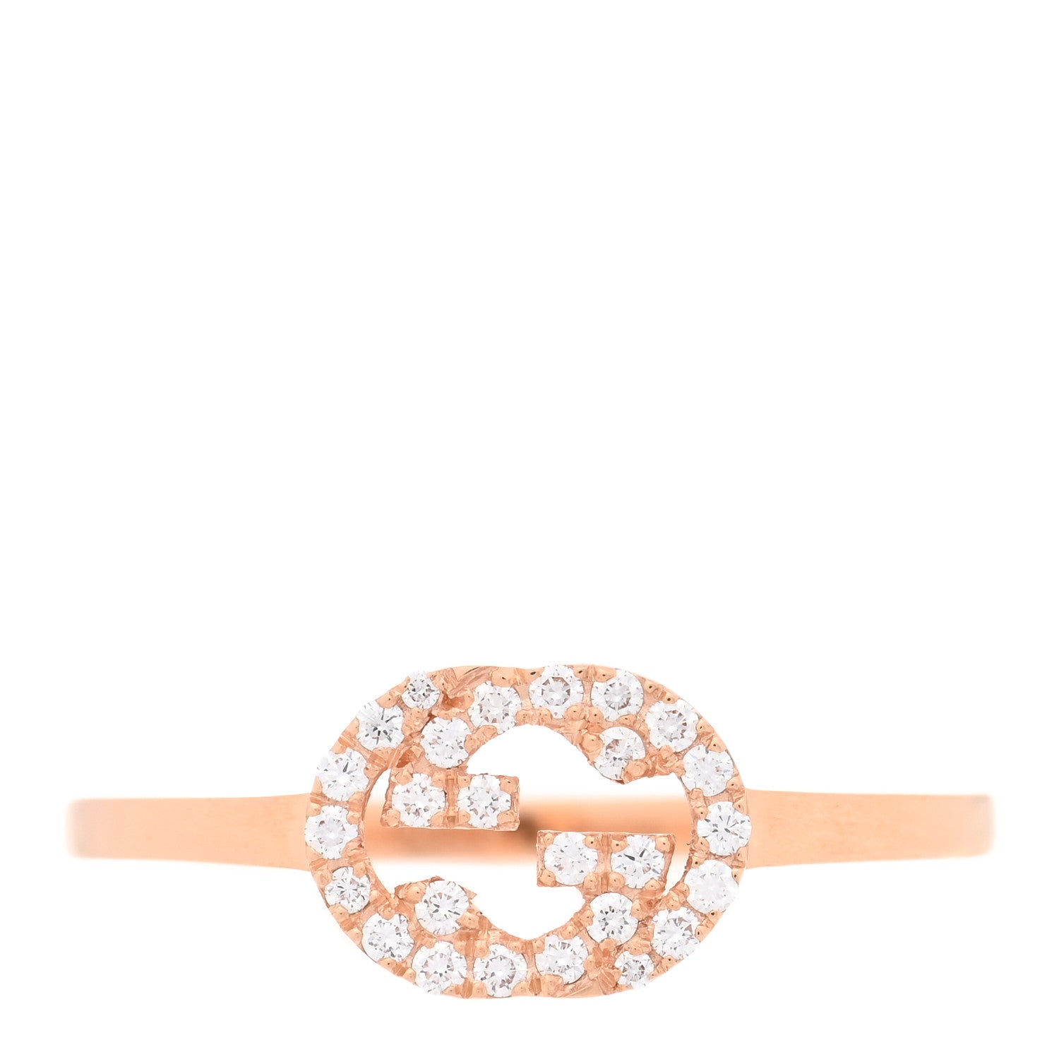 Gucci 18K Rose Gold Diamond Interlocking G Ring 52 6 1 of 4