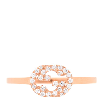 Gucci 18K Rose Gold Diamond Interlocking G Ring 52 6 1 of 4