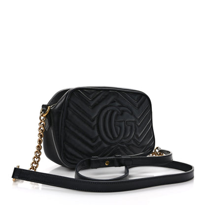Gucci Calfskin Matelasse Small GG Marmont Chain Shoulder Bag Black 3 of 11
