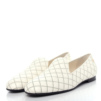 Chanel Calfskin Stitched CC Loafers 39 Ivory 3 of 11