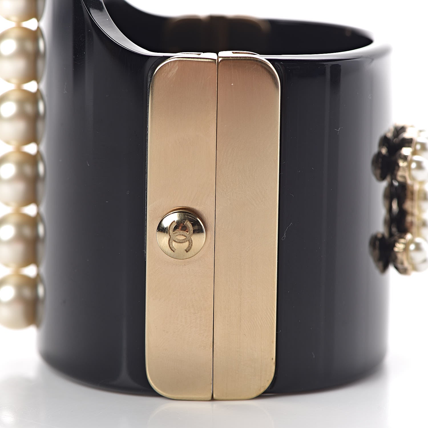 Chanel Resin Pearl CC Cuff Black 4 of 7