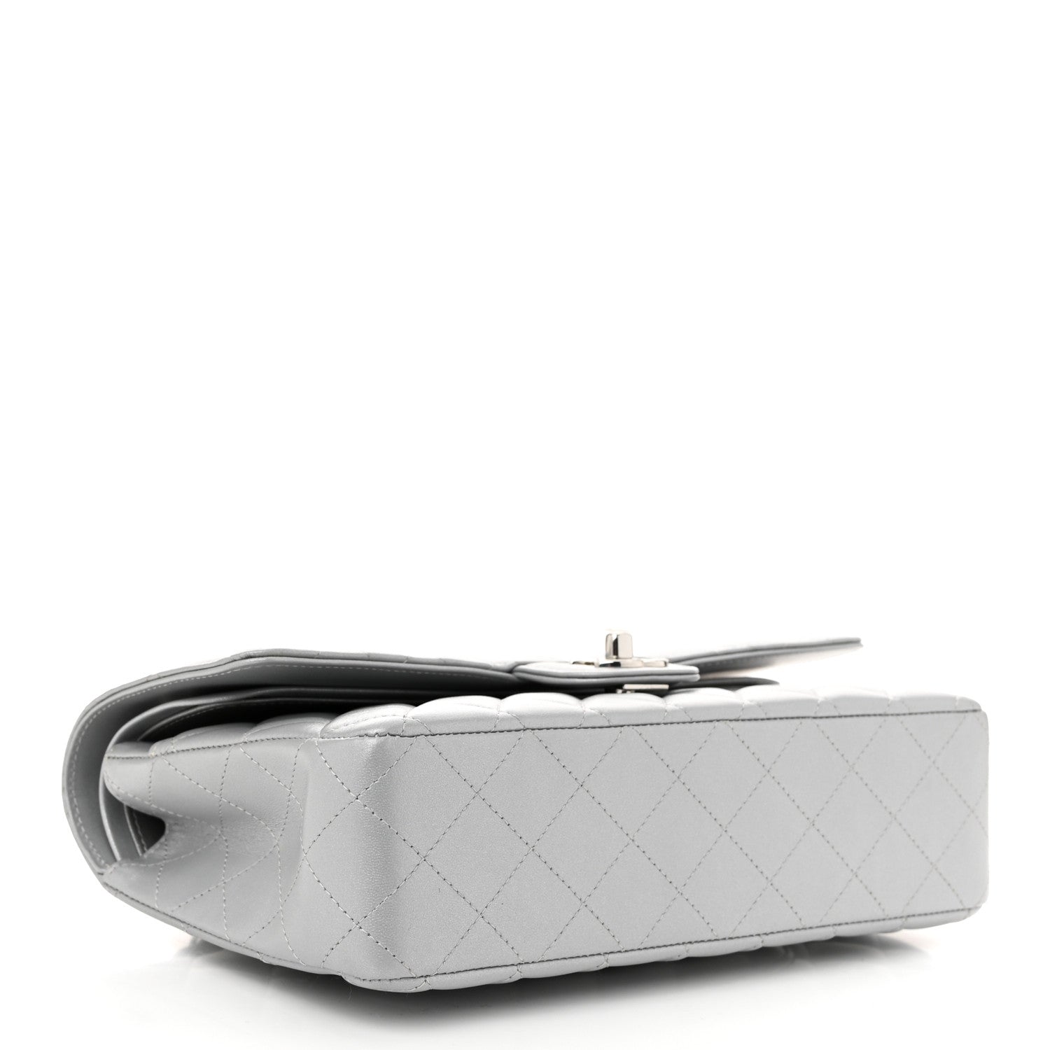 Chanel Iridescent Lambskin Quilted Medium Double Flap Grey 4 of 10
