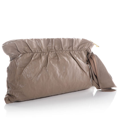 Prada Nappa Antique Bow Clutch Bambu 3 of 10