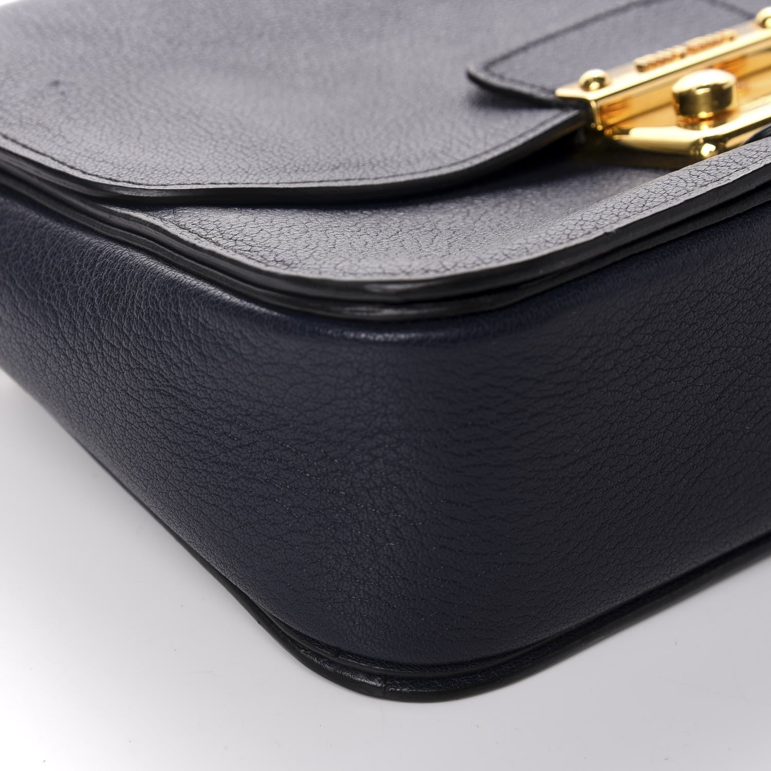 Miu Miu Goatskin Madras Shoulder Bag Navy 7 of 13