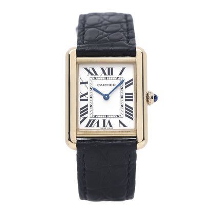 Cartier Stainless Steel 18K Yellow Gold Alligator 24mm Tank Solo Quartz Watch 1 of 9