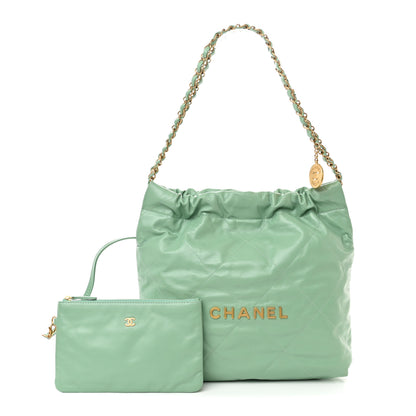 Chanel Shiny Calfskin Quilted Small Chanel 22 Light Green 1 of 11