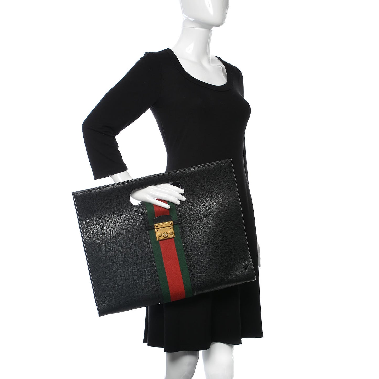 Calfskin Web Padlock Tote Black