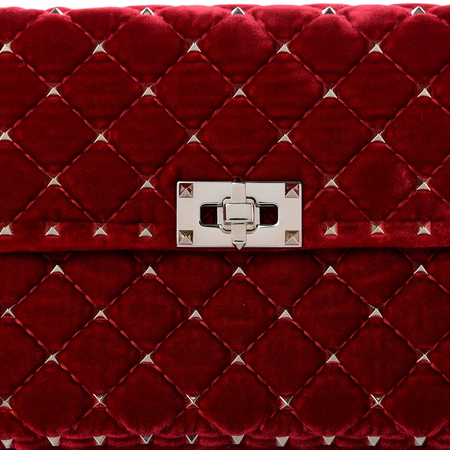 Valentino Garavani Velvet Medium Rockstud Spike Shoulder Bag Rosso Valentino 9 of 9