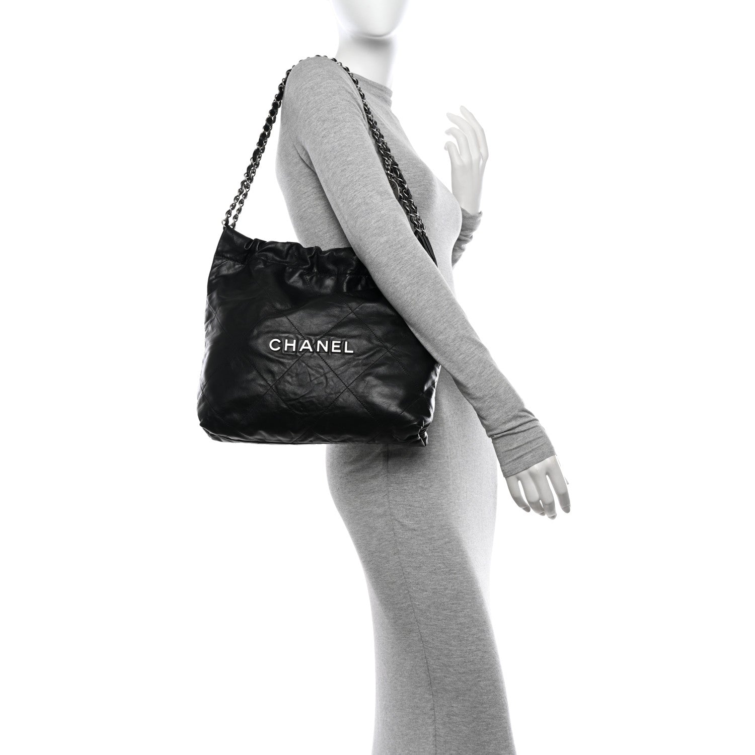 Chanel Shiny Calfskin Quilted Small Chanel 22 Black 2 of 13