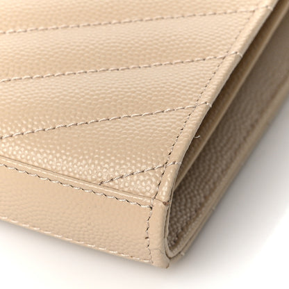 Saint Laurent Grain De Poudre Matelasse Chevron Monogram Chain Wallet Nude Powder 8 of 8