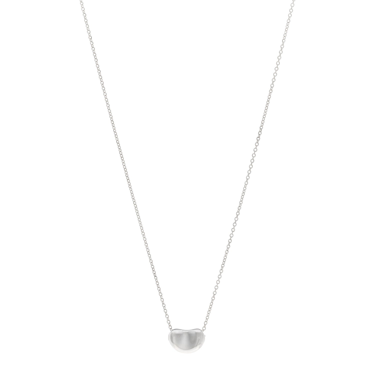 Tiffany Sterling Silver 11mm Elsa Peretti Bean Pendant Necklace 1 of 4