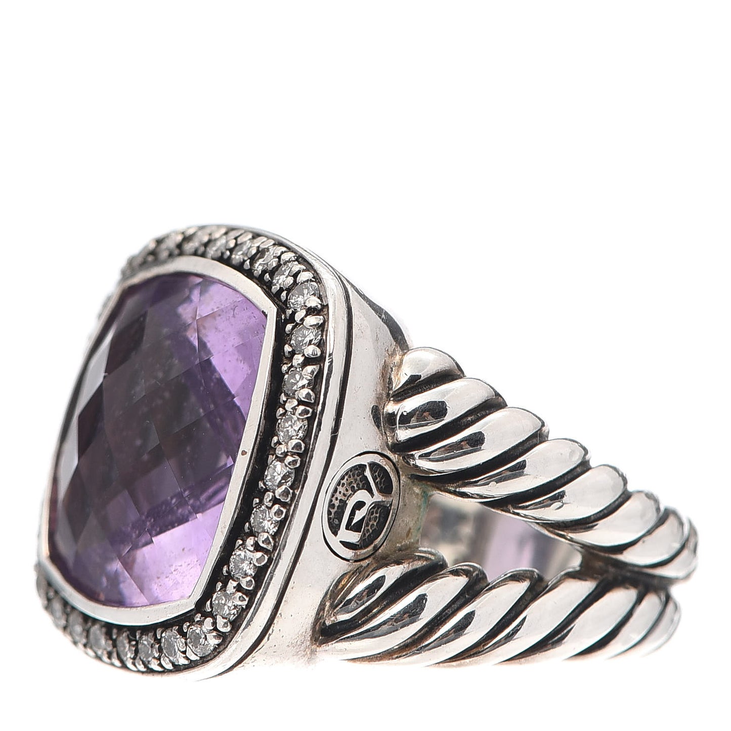 Sterling Silver Diamond Amethyst 14mm Albion Ring 52 6