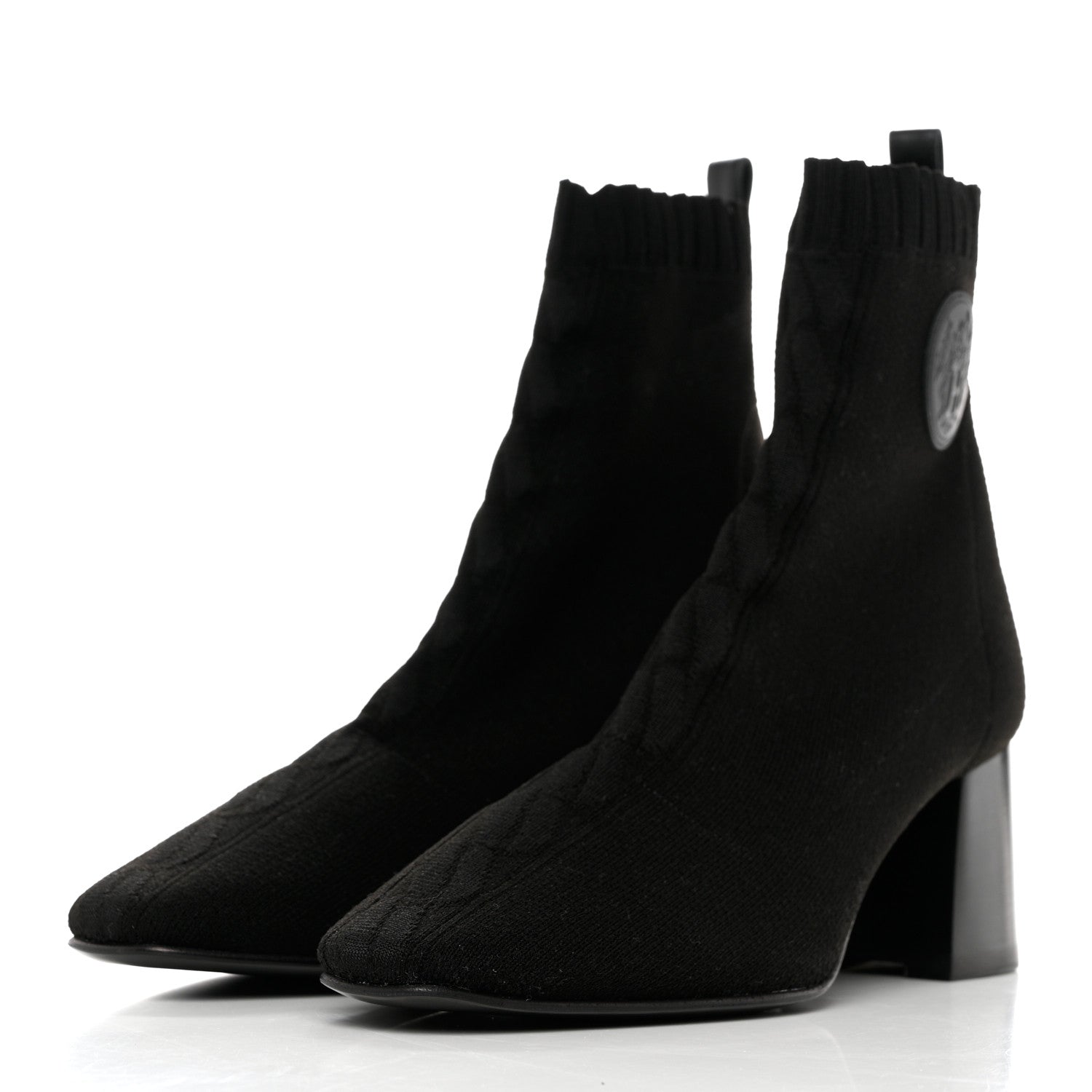 Hermes Knit Calfskin Volver 60 Ankle Boots 39.5 Black 3 of 9